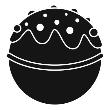 Beyaz arka planda izole edilmiş çikolata parçacıkları olan yuvarlak bir çikolatanın simgesi.