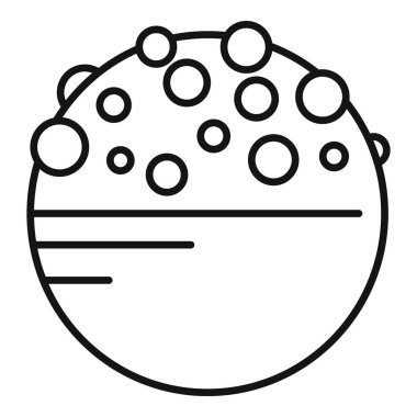 Uzay keşfi ve astronomiyi temsil eden kraterli bir gezegenin çizgi sanat simgesi