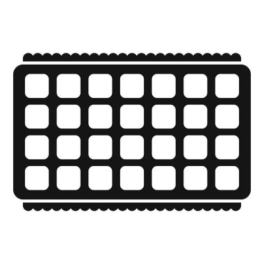 Boş elektrik veya soba gözleme ızgarasının siyah silueti. Kare hücreli fırın için.