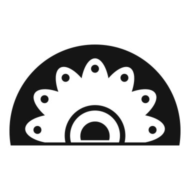 Siyah ve beyaz olarak büyümeyi ve güzelliği temsil eden soyut çiçek simgesi