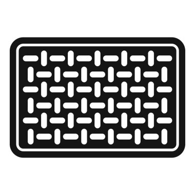 Düz biçimli oval delikli siyah dikdörtgen ızgaranın basit simgesi