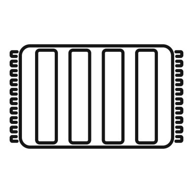 Çizgili dikdörtgen bir halının basit siyah beyaz simgesi