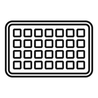 Kare hücreli boş bir waffle ızgarasının basit çizimi, lezzetli bir kahvaltıya hazır.