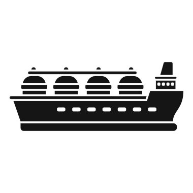 Sıvılaştırılmış doğalgazı okyanus boyunca taşıyan bir Ing tanker gemisinin siyah beyaz simgesi.