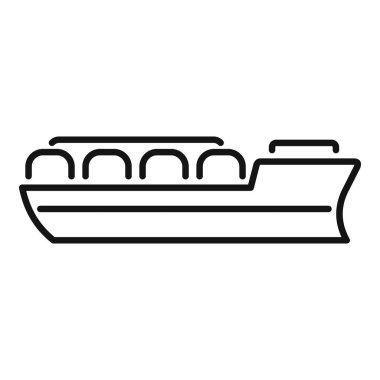 Outline icon of a gas carrier ship transporting liquefied natural gas across the sea