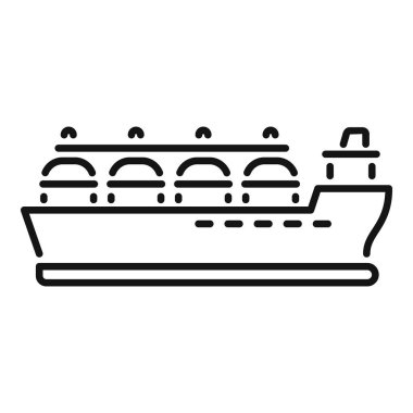 Siyah çizgi. Taşıyıcı gemi, beyaz arka planda izole edilmiş sıvılaştırılmış doğal gaz ikonu teslim ediyor.