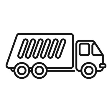 Çöp kamyonu uygulamalar ve web siteleri için atık kenar görünüm çizgisi resim simgesi topluyor