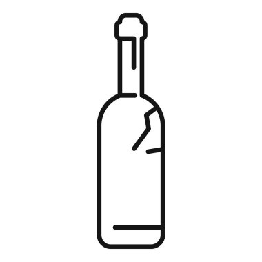 Çatlaklarla dolu bir cam şişenin çizgi çizimi hasar ya da kırılma olduğunu gösteriyor.