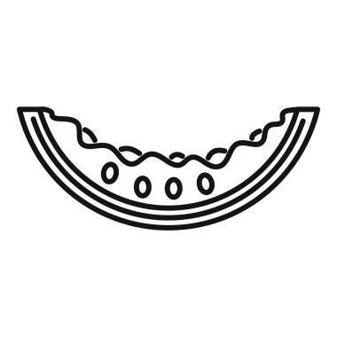 Tohumları ve kabuğu gösteren bir karpuz diliminin minimalist çizimi