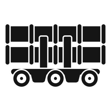 Metal borular taşıyan, inşaat malzemeleri taşıyan bir kamyonun siyah katı simgesi.