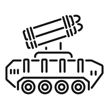 Askeri roket fırlatıcı kamyonu ileri silah sistemini ateşliyor.