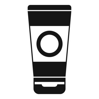 Marka modellemesi için yuvarlak etiketli siyah krem tüp ayakta.