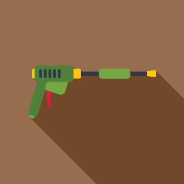 Basınçlı yıkama silahı kahverengi arka planda su temizleme cihazı çizimi