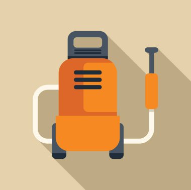 Yerde duran turuncu basınçlı bir çamaşır makinesi, profesyonel kullanım için temizlik ekipmanları.