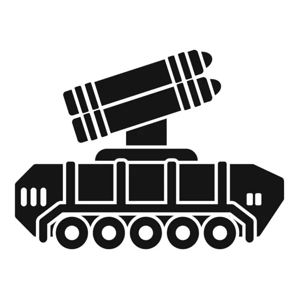 stock vector Silhouette of a military truck launching a missile from a mobile platform