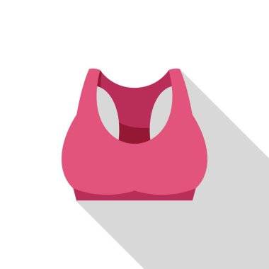 Pembe spor sütyen simgesi düz stil, beyaz arkaplanda izole