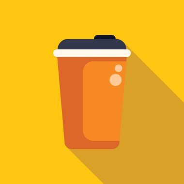 Tek kullanımlık kahve fincanı sarı arka planda duruyor.