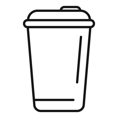 Tek kullanımlık kahve fincanının sade siyah beyaz çizimi, kahve, çay ve diğer sıcak içecekleri temsil etmek için mükemmel.