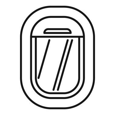 Uçak penceresinin basit siyah-beyaz çizimi, seyahat ve havacılık ile ilgili projeler için mükemmel.