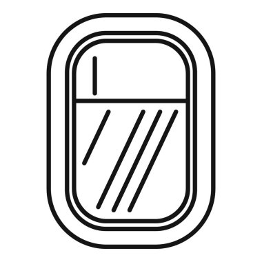 Bir uçak penceresinin çizgi çizimi, aydınlatma cihazı kapalı, çapraz çizgiler gösteriyor