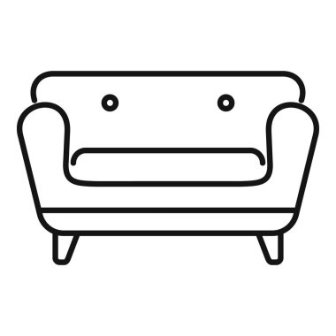 Kısa bacaklı bir kanepenin basit siyah beyaz çizimi.