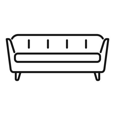 Modern bir kanepeyi tasvir eden minimalist çizgiler, iç tasarım ve mobilyalarla ilgili tasarımlar için ideal.