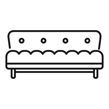 Yuvarlak yastıklı, modern bir kanepenin basit çizimleri.