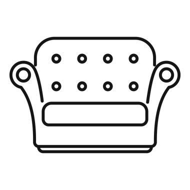 Bu çizgi sanat çizgisi klasik bir kanepeyi tasvir ediyor, zarif tasarımını ve doğasını vurguluyor.