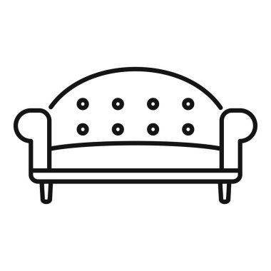 Yuvarlak arkası olan bir kanepenin basit bir taslak simgesi. Mobilya mağazası logosu için mükemmel.