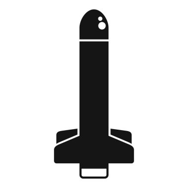 Uzaya fırlatılan bir uzay roketinin siyah beyaz simgesi