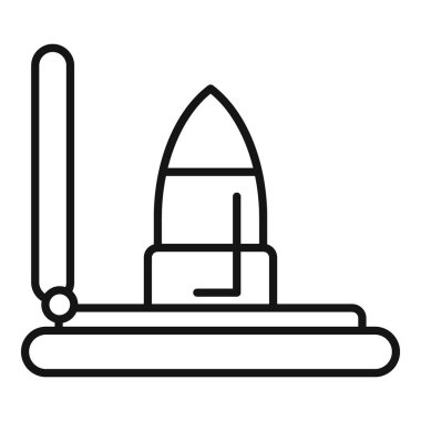 Şarj tabanında duran, beyaz bir zeminde izole edilmiş, basit bir jilet simgesi.