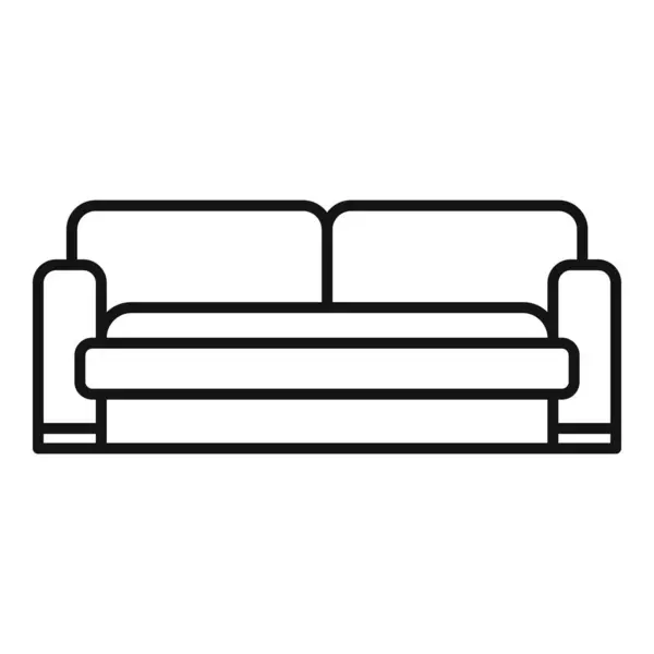 stock vector Simple line icon of a sofa bed transforming into a comfortable bed, perfect for small apartments and guest rooms