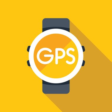 Sarı arkaplanda GPS navigasyon sistemi gösteren akıllı saat