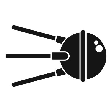 Dünya yörüngesindeki Sputnik uydusunun sinyal gönderen siyah ve beyaz simgesi