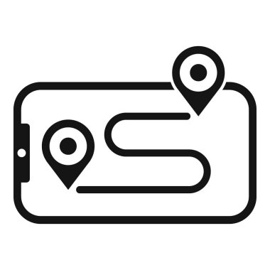 GPS navigasyon uygulaması iki konum şifreli bir rota gösteriyor