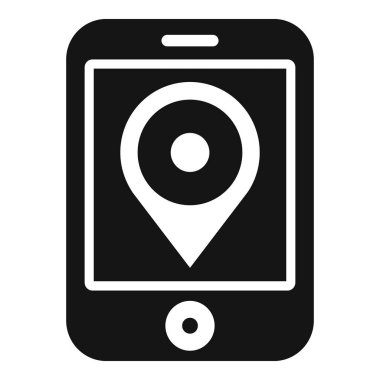 GPS konumunu gösteren akıllı telefonun basit siyah beyaz simgesi