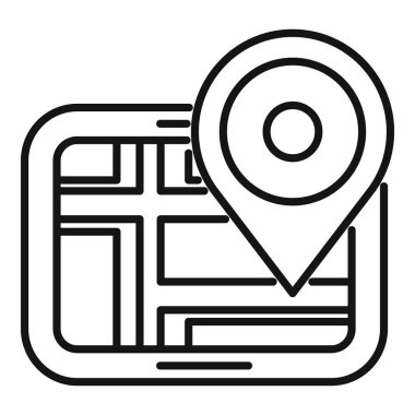 Konum kodu dijital tablet GPS haritasında bir adresi işaretliyor