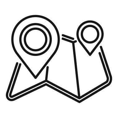 Katlanmış kağıt haritada bir rotanın başlangıç ve bitiş noktasını gösteren iki lobut var.