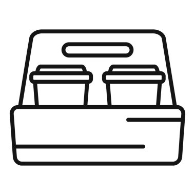 Kolay ve güvenli teslimat için iki adet tek kullanımlık kahve bardağı içeren karton tutucu.