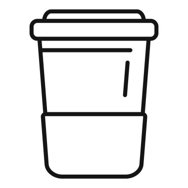 Tek kullanımlık kahve fincanının kapaklı basit siyah beyaz çizgisi.