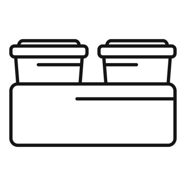 İki karton kahve fincanı bir tutacakta oturuyor, birinin eğlenmesi için.