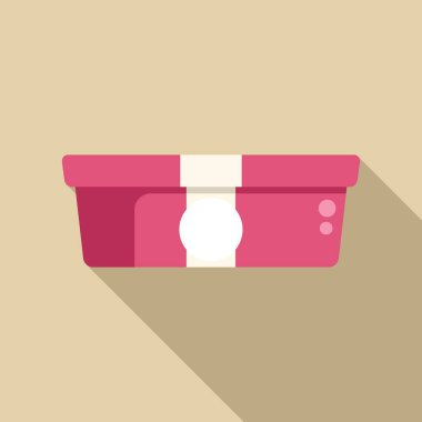 Yemek servisi için beyaz etiketli pembe plastik kap.