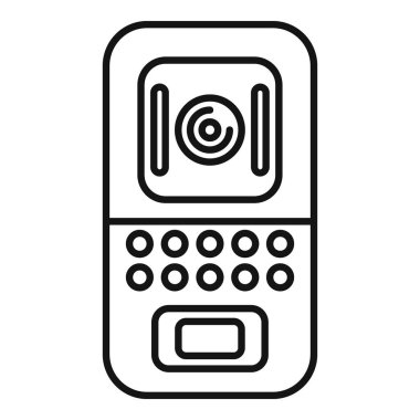 Bir güvenlik sistemini gösteren bir dahili iletişim aygıtının satır resim simgesi