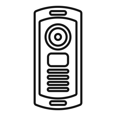 Modern bir dahili iletişim sisteminin minimalist çizgi çizimi, şık tasarımıyla iletişim ve erişim kontrolünü sağlar.