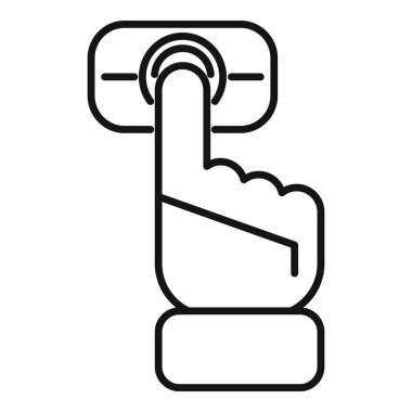 Kontrol panelinde bir düğmeyi etkinleştiren elin çizgi simgesi, etkileşim, etkinleştirme ve teknolojiyi temsil eder