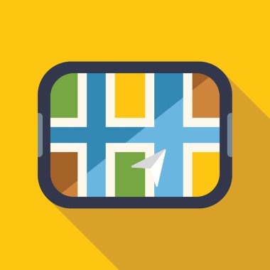 Akıllı telefon ekranında şehir haritasını gösteren GPS navigasyon uygulaması