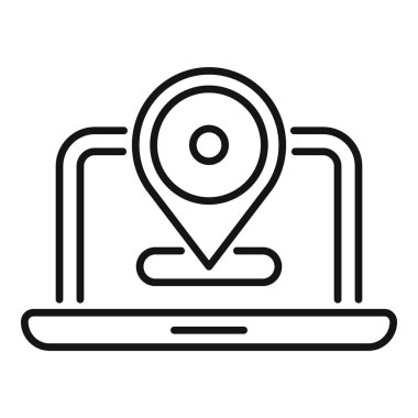 Konum şifresi bir dizüstü bilgisayardan ortaya çıkıyor, online konumlandırma ve konum tabanlı hizmetler kavramını temsil ediyor