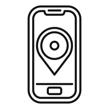 Bir akıllı telefonun konumunu gösteren basit satır simgesi, GPS izleme ve navigasyonu temsil eder