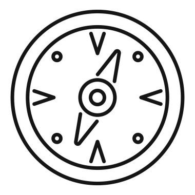 Beyaz arkaplanda izole edilmiş ana hatlı yön simgesini gösteren rüzgar gülü olan pusula