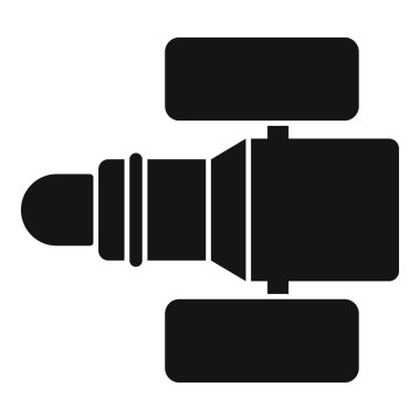 Profesyonel bir dijital video kameranın siyah kabartma simgesi film kaydediyor